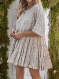 MQTIME  -  Round Neck Half Sleeve Mini Dress