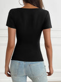 MQTIME  -  Devine Decorative Button Short Sleeve T-Shirt