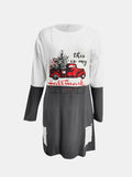 MQTIME  -  Full Size Graphic Two-Tone Round Neck Long Sleeve T-Shirt
