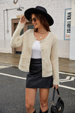 MQTIME  -  Round Neck Button Up Cardigan with Pockets