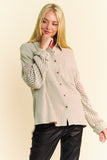 MQTIME  -   Crochet Sleeve Crinkled Texture Shirt