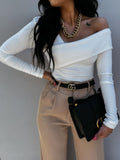 MQTIME  -  Asymmetrical Single Shoulder Long Sleeve T-Shirt