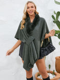 MQTIME  -  Fuzzy Trim Open Front Poncho