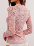 MQTIME  -  V-Neck Long Sleeve Lace Top