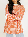 MQTIME  -  Contrast Striped Long Sleeve Sweatshirt