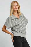 MQTIME  -  Umgee Striped Half Zip Short Sleeve Sweatshirt