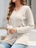 MQTIME  -  V-Neck Long Sleeve T-Shirt
