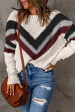 MQTIME  -   Contrast Dropped Shoulder Long Sleeve Sweater