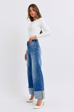 MQTIME  -  Judy Blue Full Size Distressed High Waist Wide Leg Jeans