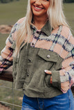 MQTIME  -  Plaid Corduroy Flap Pockets Button Up Jacket