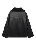 MQTIME  -   Collared Neck Long Sleeve Plush Jacket