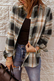 MQTIME  -  Plaid Collared Neck Button Up Long Sleeve Shirt