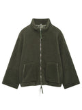 MQTIME  -   Turtleneck Zip Up Long Sleeve Plush Jacket