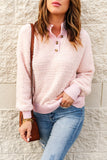 MQTIME  -  Button Detail Mock Neck Long Sleeve Sweater