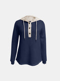 MQTIME  -  Full Size Waffle-Knit Contrast Long Sleeve Hoodie