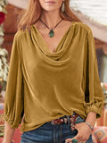 MQTIME  -  Cowl Neck Three-Quarter Sleeve Top