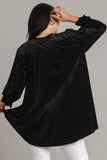 MQTIME  -  Umgee Full Size Beaded Frill Flounce Sleeve Velvet Babydoll Blouse