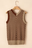 MQTIME  -  Striped Contrast V-Neck Sweater Vest