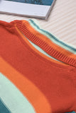 MQTIME  -  Contrast Striped Turtleneck Dropped Shoulder Sweater