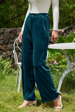 MQTIME  -  Velvet Wide Leg Pants with Pockets