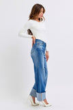 MQTIME  -  Judy Blue Full Size Distressed High Waist Wide Leg Jeans