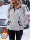 MQTIME  -  Half Zip Long Sleeve Furry Sweatshirt