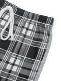 Perfee Drawstring Plaid Wide Leg Pants