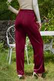 MQTIME  -  Velvet Wide Leg Pants with Pockets