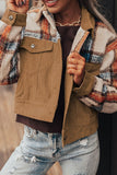 MQTIME  -  Plaid Corduroy Flap Pockets Button Up Jacket