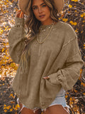 MQTIME  -  Exposed Seam Twisted V-Neck Sweatshirt