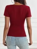MQTIME  -  Devine Decorative Button Short Sleeve T-Shirt
