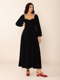 MQTIME  -  Sweetheart Neck Long Sleeve Midi Dress