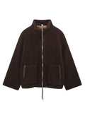 MQTIME  -   Turtleneck Zip Up Long Sleeve Plush Jacket