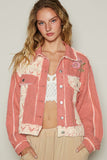 MQTIME  -  POL Crochet Patch Embroidered Button Up Jacket