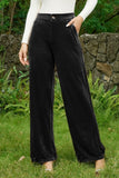 MQTIME  -  Velvet Wide Leg Pants with Pockets