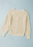 MQTIME  -  Openwork V-Neck Button Up Cardigan