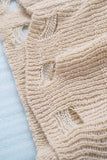 MQTIME  -  Distressed Zip Up Drawstring Hooded Cardigan
