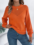 MQTIME  -   Round Neck Long Sleeve Knit Top