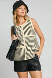 MQTIME  -  Umgee Round Neck Texture Striped Tank