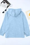 MQTIME  -  Exposed Seam Zip Up Long Sleeve Drawstring Hoodie