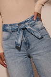 MQTIME  -  Tied Wide Leg Jeans with Pockets