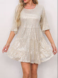 MQTIME  -  Round Neck Half Sleeve Mini Dress
