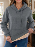 MQTIME  -  Drawstring Long Sleeve Hoodie with Kangaroo Pocket