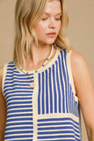 MQTIME  -  Umgee Round Neck Texture Striped Tank