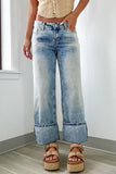 MQTIME  -  Washed Wide Leg Jeans with Pockets