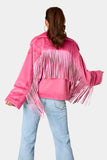 MQTIME  -  Fringed Zip Up Fleece Jacket