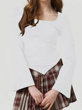 MQTIME  -  Square Neck Flare Sleeve T-Shirt