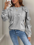 MQTIME  -   Perfee Bow Round Neck Long Sleeve Sweatshirt