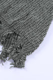 MQTIME  -  Distressed Round Neck Drop Shoulder Sweater