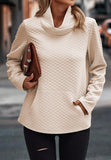 MQTIME  -  Textured Turtleneck Long Sleeve Sweatshirt